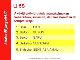 Sebaiknya, datanglah 15 minit awal ke tempat kerja anda. Amalan Persekitaran Berkualiti 5 S Susun Sisih Sentiasa