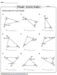 Free trial available at kutasoftware.com. Angle Sum Property And Exterior Angle Theorem Triangle Worksheets