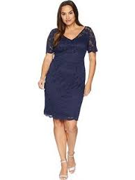 Adrianna Papell Plus Size Short Sleeve Stretch Lace Cocktail Dress With Scattered Beads Cocktail Dress Lace Plus Size Shorts Dresses