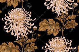 Check spelling or type a new query. Vector Seamless Floral Pattern Japanese National Flower Chrysanthemum Illustration Luxury Design Textiles Paper Wallpaper Curtains Blinds Gold Leaves Branch White Flowers Black Background Royalty Free Cliparts Vectors And Stock