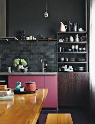 Black modern kitchen furniture with yellow accent chairs. 25 Chic Ways To Rock Pink In Your Kitchen Digsdigs