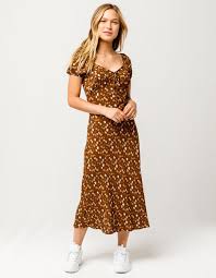 Sky And Sparrow Peasant Midi Dress Brown 354447400 Tillys