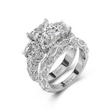 Browse our unique collection of princess cut engagement rings, including halo, vintage, solitaire, and more. Princess Cut Bridal Set Engagement And Wedding Ring Set Vancaro