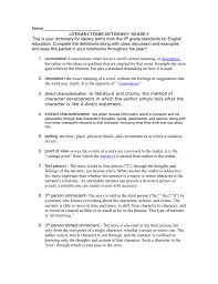 Lit Term Dictionary With Answers