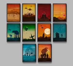Star Saga Poster Print Wall Art Decor Gift 10 Set Tatooine Etsy In 2021 Star Wars Art Print Wall Art Decor Prints Star Wars Poster Art