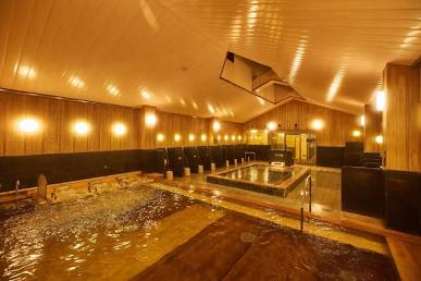 Traditional public baths at Yuno Yado Shoei in Kyoto, AI generated