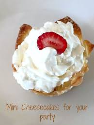 Won ton wrapper dessert wrappers. Mini Individual Cheesecake Recipe Pineapple Individual Cheesecakes Individual Cheesecake Recipes Dessert Appetizers