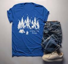 Men S Camping Therapy T Shirt Mountains Tent Graphic Tee Camper Nature Stars Tshirt Mens Camping Outdoor Shirt T Shirt