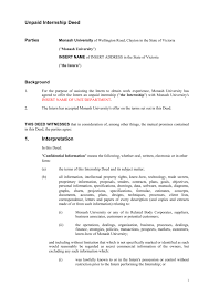 Unpaid Internship Agreement Administration Monash University