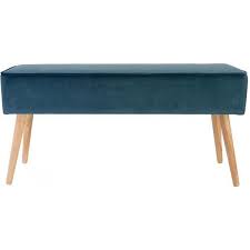 Banc Scandinave En Velours Bleu Fonce Vixy Velours Bleu Mobilier Jardin Bleu Fonce
