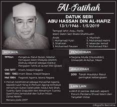 Son of haji lebai din din bin wan awang and hajjah che teh wan nik husband of private father of private; Profil Allahyarham Datuk Seri Abu Hassan Din Al Hafiz