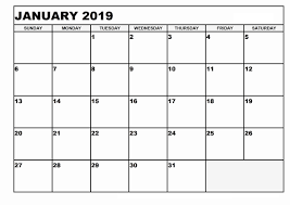 January 2019 Calendar Template Word Documents
