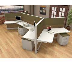 53 Inch High Panels That Are Fabric Colored Add Privacy And Some Sound Proofing To This Dogbone Workstation Office Furniture Modern Office Furniture Solutions