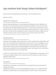 Contoh soal limit tak hingga bentuk akar dan pecahan Apa Manfaat Limit Fungsi Dalam Kehidupan