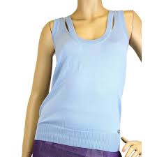 Shop Gucci Women S Light Blue Cashmere Sweater Logo Tank Top 259914 Overstock 28032122