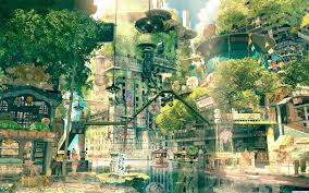 Black And White Anime Scenery Wallpaper Tekkonkinkreet Black And White Anime Scenery Fantasy Landscape Anime City