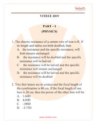 Here, candidates can check viteee previous years question papers to know the proper viteee exam pattern for the entrance examination. Viteee Question Paper 2019 Pdf Download
