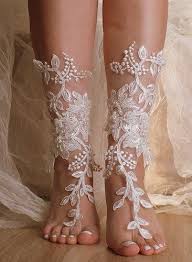 Ivory Beach Wedding Barefoot Sandals Lace Sandals Beach Wedding Sandals Barefoot Beach Wedding Sandals