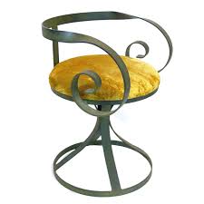 Pair Of Regency Wrought Iron Curlicue Swivel Chairs In Green Patina Finish Wrought Iron Furniture Wrought Iron Chairs Iron Chair