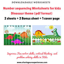 Education is the main axis for we will consist of activities of recreating scenes from a story, word search, puzzles, guessing paintings, etc. Number Sequencing Worksheets Dinosaur Theme Pdf Printables Downloadable 2 Sheets 2 Puzzle 1 Cover Page Sharing Our Experiences