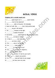 Your answers are highlighted below. Modal Verbs Esl Worksheet By Givemegiveme