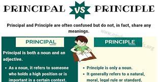 Principal Vs Principle How To Use Principle Vs Principal In Sentences Confused Words Sentences Principles Learn English