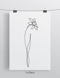 Daffodil Flower Printable Wall Art Minimalist Art One Line Etsy 113786328074358117 Flower Line Drawings Daffodil Tattoo Candle Tattoo
