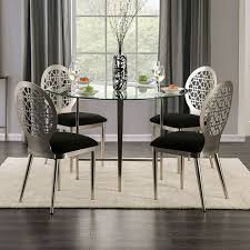 Check spelling or type a new query. Foa3743t 5pc 5 Pc Towson Abner Modern Style Silver Metal 48 Round Glass Top Dining Table