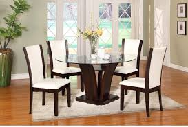 The transparent nature of glass often helps a room to look larger and its reflective surface adds light and brightness to the space. Crown Mark 1210wh 54 Camelia White Glass Top Round Table Dining Room Set 5pcs 1210wh 54 Set 5