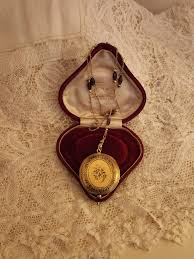 Antique Victorian Gold Filled Reversible Taille D'epargne Enamel Pendant  and Amethyst Paste Stones Gold Filled Watch Chain With Dog Clip