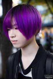 Have you ever seen a girl with purple hair that goes into yellow ends? Purple Haired Harajuku Guy In Monochrome Streetwear W Wego Uniqlo Legenda Nyulycadelic Demonia Alice Black Vivienne Westwood Tokyo Fashion