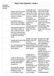 Report Card Comments Grade 1 Report Card Comments Preschool Report Card Comments School Report Card