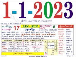 Tamil Daily Calendar 2023 January