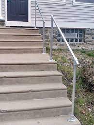 Outdoor handrails for concrete steps. 15 Customer Railing Examples For Concrete Steps Simplified Building Concrete Steps Handrails For Concrete Steps Porch Step Railing