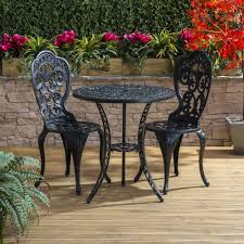 Vintage Bistro Set Cast Aluminium Black Outdoor Coffee Balcony Table Chair Patio Garden F Outdoor Patio Decor Outdoor Patio Set Outdoor Patio Furniture Sets