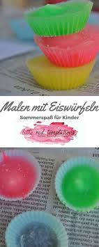 Gesundbastelideen Fur Kinder Malen Mit Eiswurfeln Little Red Temptations Farbige Eiswurfel Sommerfest Kindergarten Basteln