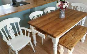 Shabby Chic Style Dining Kitchen Table With Bench And 4x Chairs Vgc United Kingdom Gumtree Dining Table In Kitchen Kitchen Table Bench Living Room Table