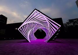 Accumulation Dramatic Led Light Tunnel By Yang Minha Inspiration Grid Light Tunnel Light Art Installation Lighting Design Inspiration