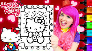 60 hello kitty pictures to print and color. Coloring Hello Kitty Valentine S Day Hearts Coloring Page Prismacolor Markers Kimmi The Clown Youtube