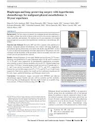 See full list on mesothelioma.net Pdf Diaphragm And Lung Preserving Surgery With Hyperthermic Chemotherapy For Malignant Pleural Mesothelioma A 10 Year Experience