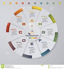 Abstract 8 Steps Modern Pie Chart Infographics Elements