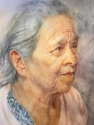 John Jackamarra. Pintubi Artist. Pintubi Man.' Watercolour portrait painted  and submitted to the 74th Archibald with the artist's permission. 1m x  75cm. 600 GSM. I undertook 3 full size preliminary paintings before