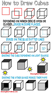 How To Draw A Cube Shading Drawing Cubes And Boxes From Different Angles How To Draw Step By Step Drawing Tutorials Shading Drawing Drawing For Beginners Perspective Drawing Lessons