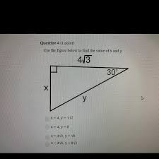 Choose any value for x and find the matching value for y. Question 4 Use The Figure Below To Find The Value Of X And Y Brainly Com