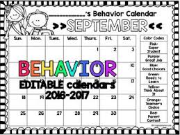 Behavior Calendars Free Editable 2016 2017 School Year Classroom Behavior Management Behavior Calendar Classroom Behavior