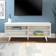 Modern tv stand lcd flat screen tv stand unit high entertainment center media console shelves. Desert Fields Mid Century Modern Tv Stand Console For Tvs Up To 65 White Walmart Com Walmart Com