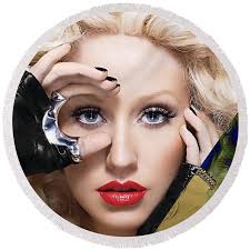 Christina Augilera Collection #1 Round Beach Towel by Marvin Blaine