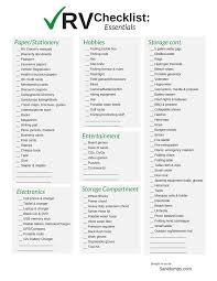 Rv Check List For Rvers Rv Checklist Checklist Rv