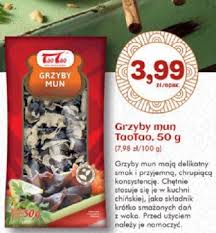 Promocja z 34zł na 25,5zł chiński makaron pszenny smażony na woku z kaczką, cukinią, marchewką i grzybami mun w aromatycznym sosie sezamowym z odrobiną tajskiego chilli. Archiwum Grzyby Mun Taotao 50 G Biedronka 27 10 2017 12 11 2017 Promoceny Pl Ulotki Promocje Znizki