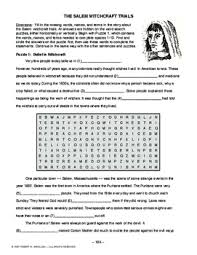 The salem episode was a historic landmark, but by no means a rare example d. Salem Witchcraft Trials Amer History Lesson 19 Of 150 Puzzles Critical Thinking